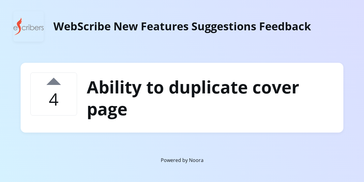 Ability to duplicate cover page | Feature Requests | WebScribe New ...